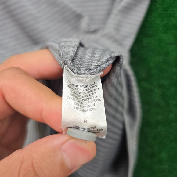Whataburger Polo Shirt Mens Medium Gray Striped Employee Uniform Work Wear - Picture 7 of 9